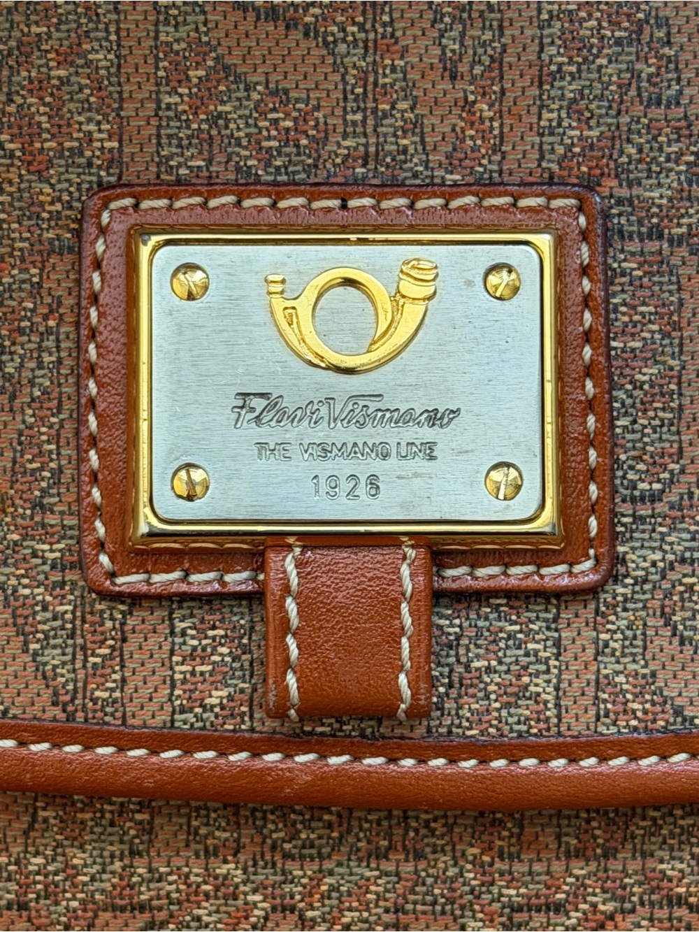 Flori Vismano Made In Italy Monogram Crossbody Bag Brown Leather Trim Y2K - Picture 2 of 10